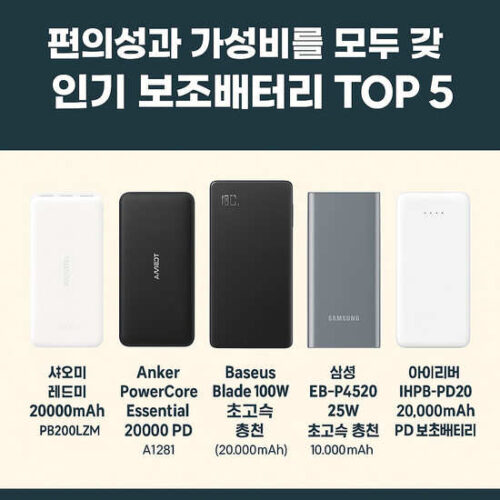 2025 편의성과 가성비 모두 만족 인기 보조배터리 추천 TOP 5-본문 이해를 돕기위한 생성형이미지
